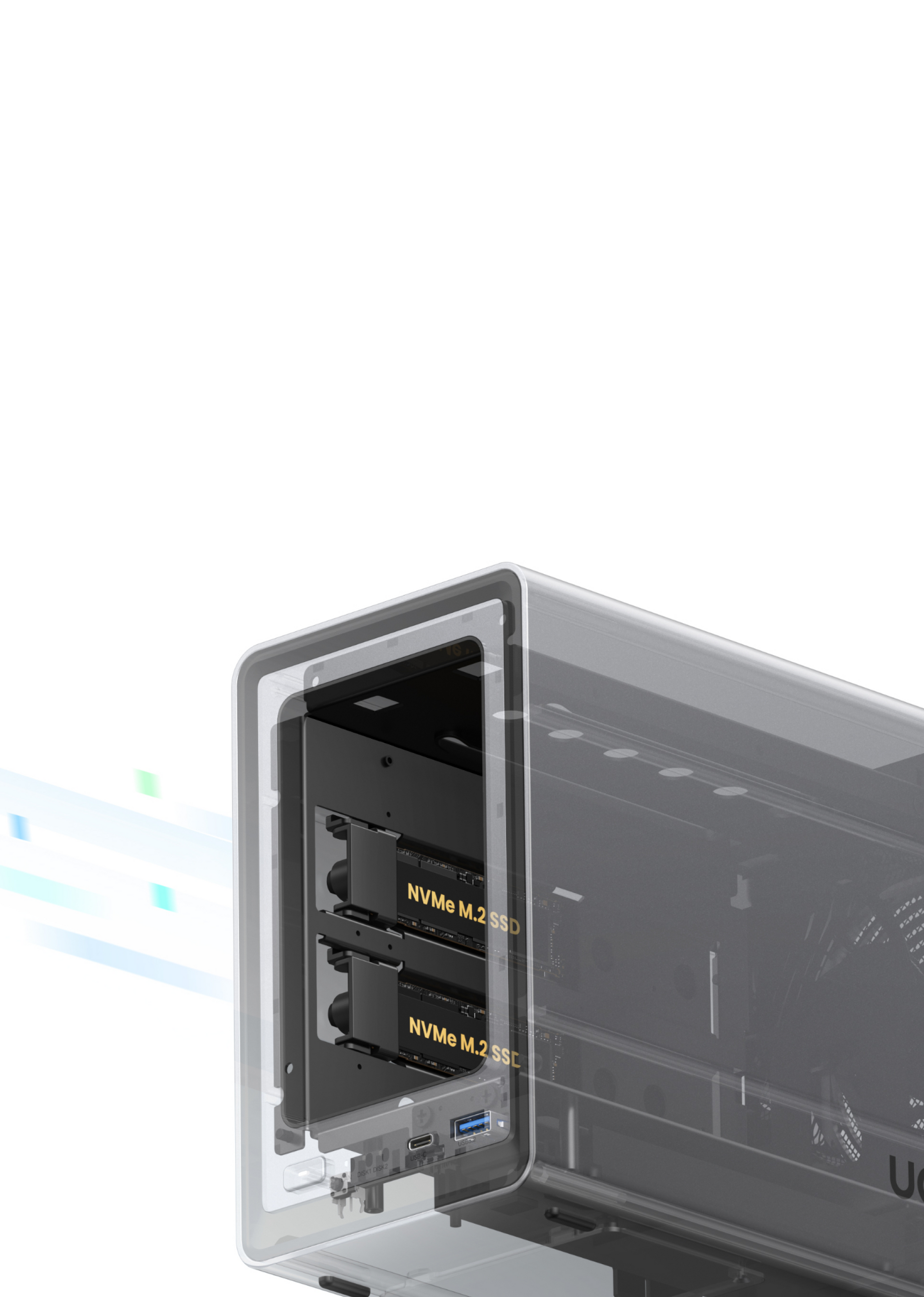 UGREEN DXP2800 NAS mit zwei M.2-NVMe-Steckplätzen für schnelles SSD-Caching