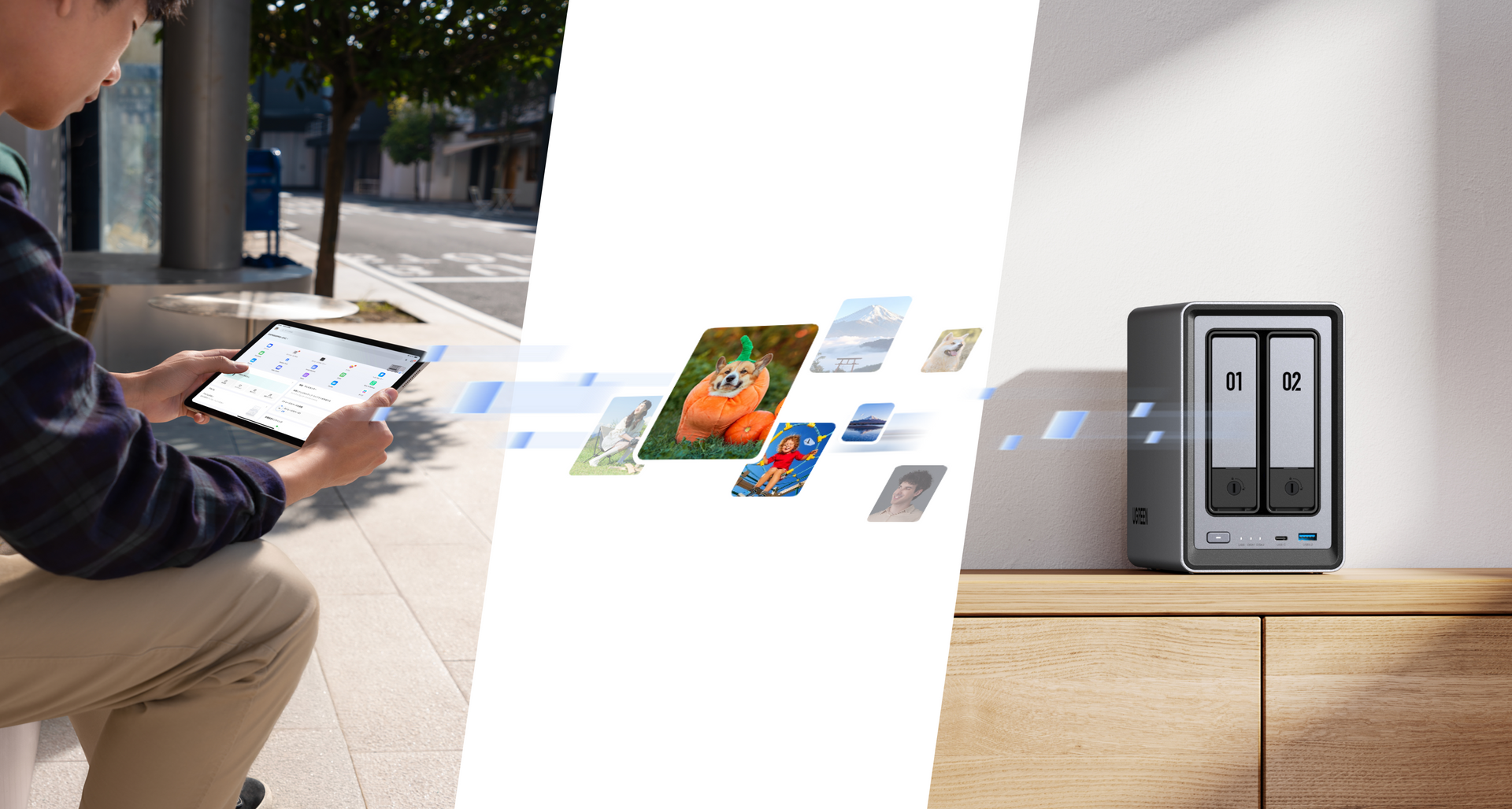 UGREEN DXP2800 NAS ermöglicht Remote-Zugriff und Fotoübertragung auf Tablet unterwegs
