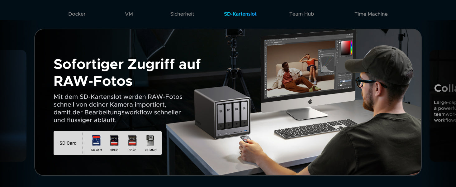 UGREEN NASync DXP4800 Pro mit SD-Kartensteckplatz für schnellen RAW-Fotoimport