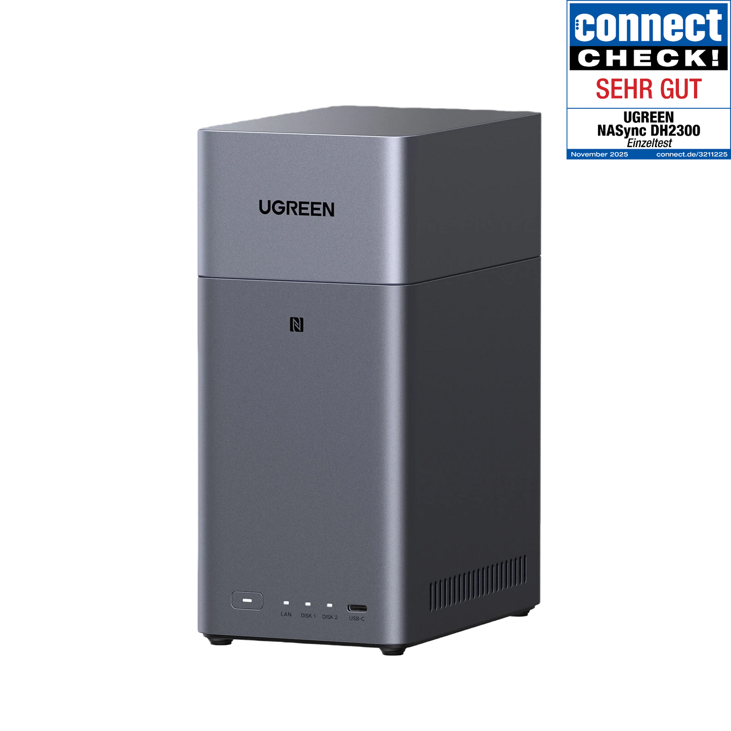 UGREEN NASync DH2300 2-Bay NAS im grauen Gehäuse