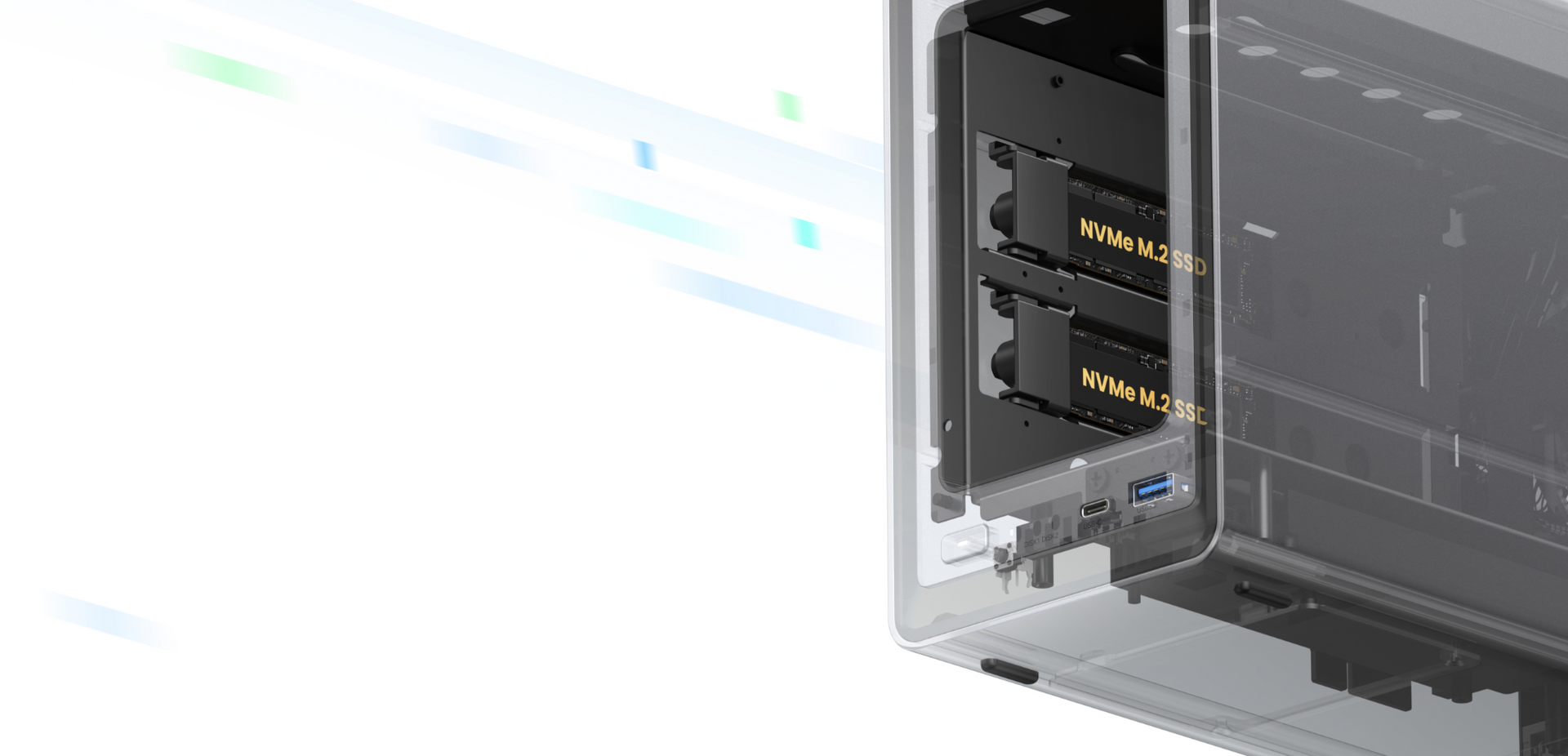 UGREEN DXP2800 NAS mit zwei M.2-NVMe-Steckplätzen für schnelles SSD-Caching
