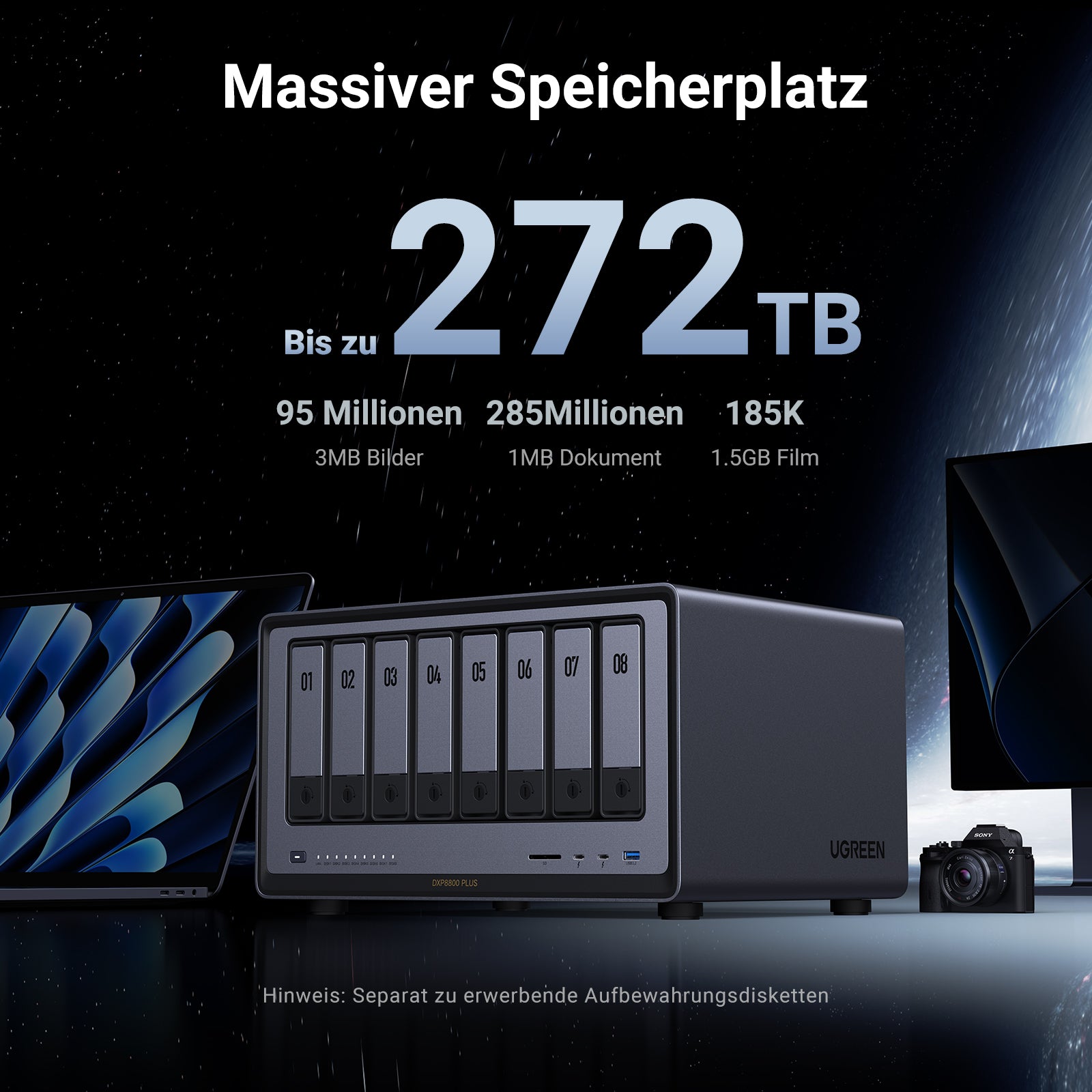 8-Bay-NAS-Server | Massive 272-TB-Speicher & 10GbE-Ports