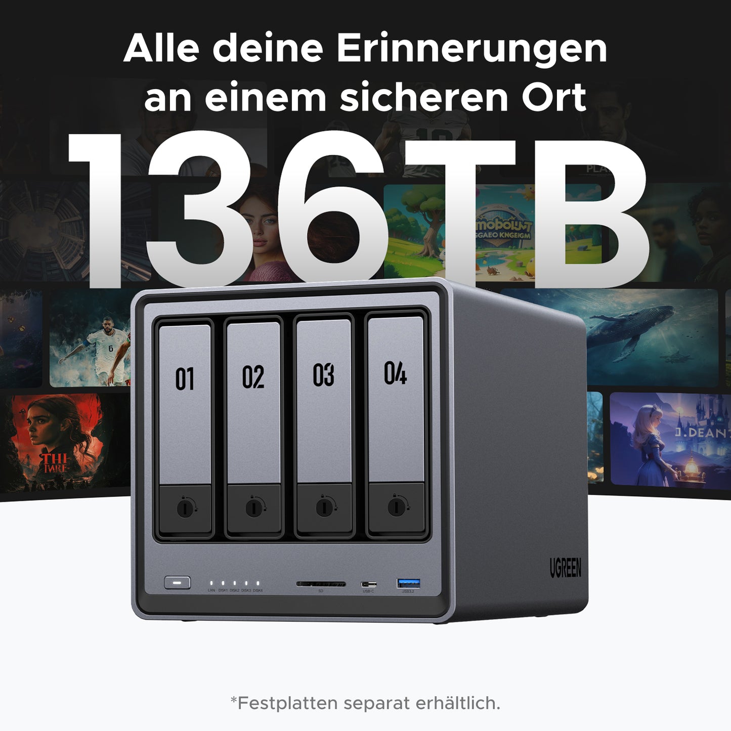 UGREEN NASync DXP4800 4-Bay 136TB NAS