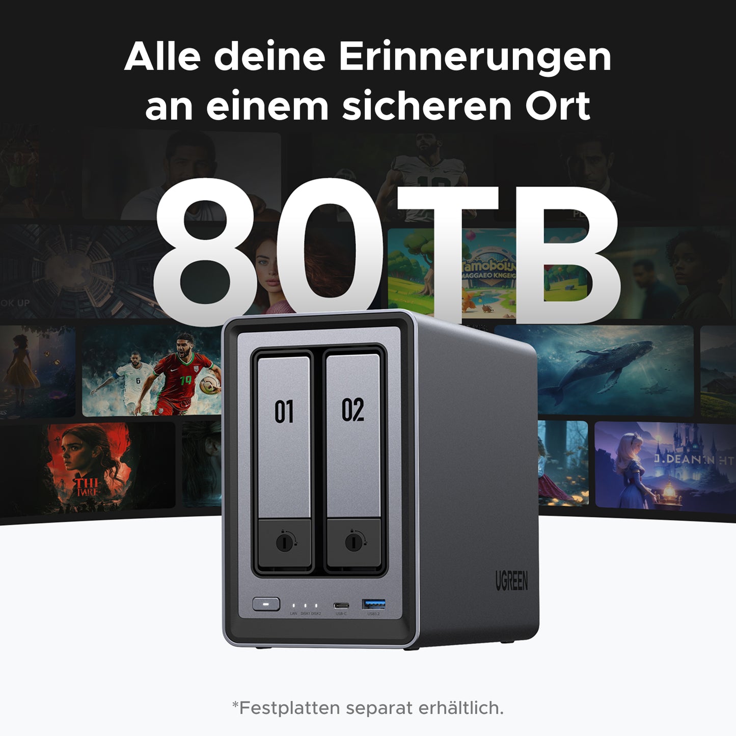 UGREEN DXP2800 NAS mit 80 TB Speicher für Fotos und Videos