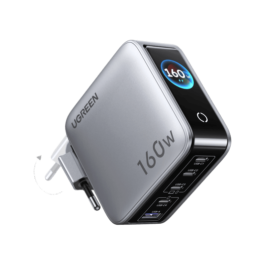 UGREEN Nexode Pro 160 W Ladegerät (5-in-1, Smart Display, 140 W Max, GaN) - Ladegerät