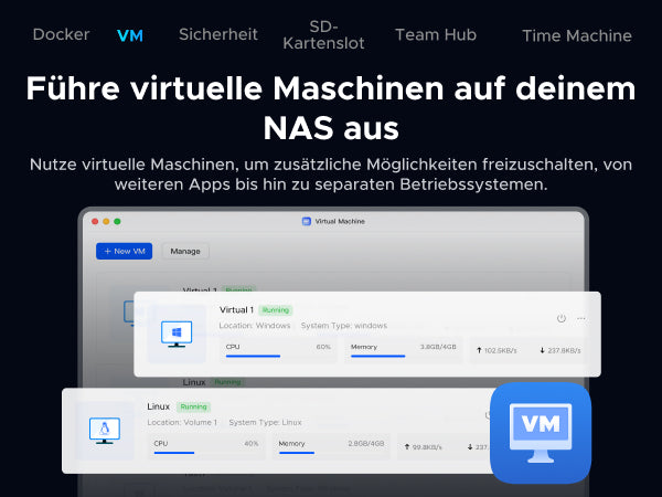 UGREEN NAS mit VM-Funktion für separate Betriebssysteme und erweiterte Anwendungen