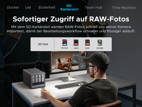 UGREEN NASync DXP4800 Pro mit SD-Kartensteckplatz für schnellen RAW-Fotoimport