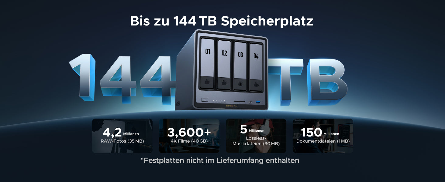 UGREEN NASync DXP4800 Pro 4-Bay NAS mit bis zu 144 TB Speicherplatz für Fotos, Filme, Musik und Dokumente