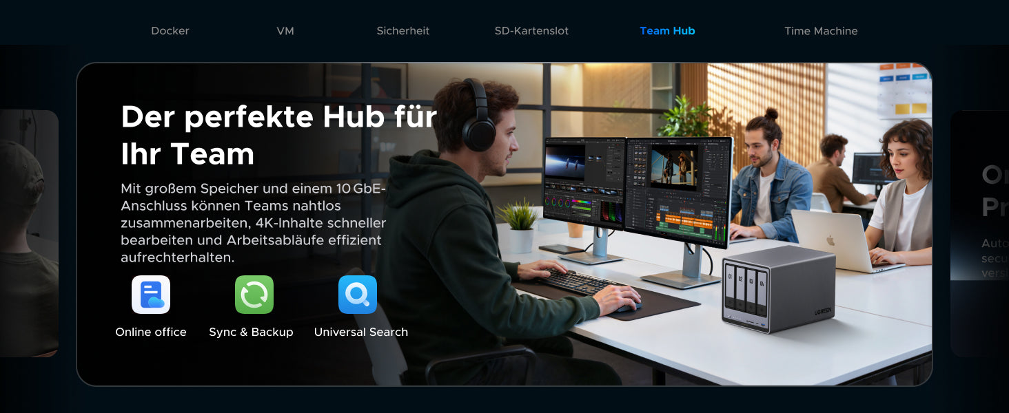 UGREEN NASync DXP4800 Pro für gemeinsame Videobearbeitung und Dateifreigabe im Team