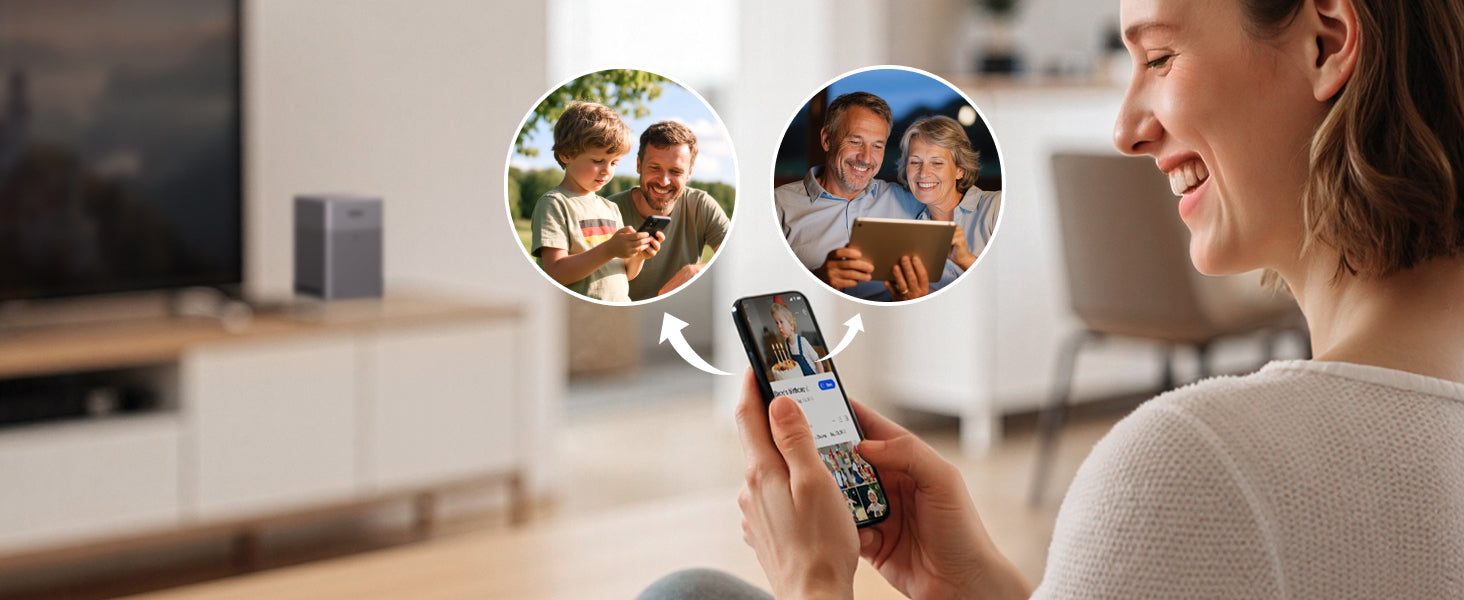 NAS-Speicher zum Teilen von Foto-Erinnerungen mit Familienmitgliedern für besondere Momente.