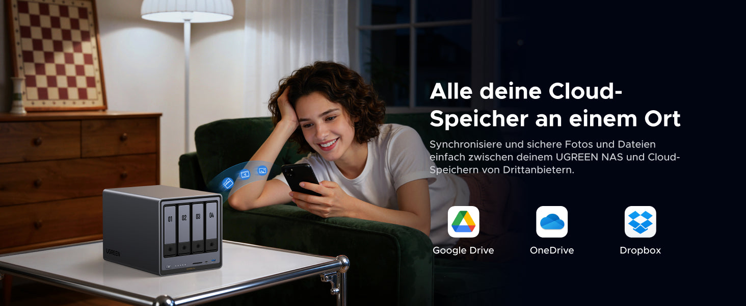 UGREEN NASync DXP4800 Pro synchronisiert Fotos und Dateien mit Google Drive, OneDrive und Dropbox