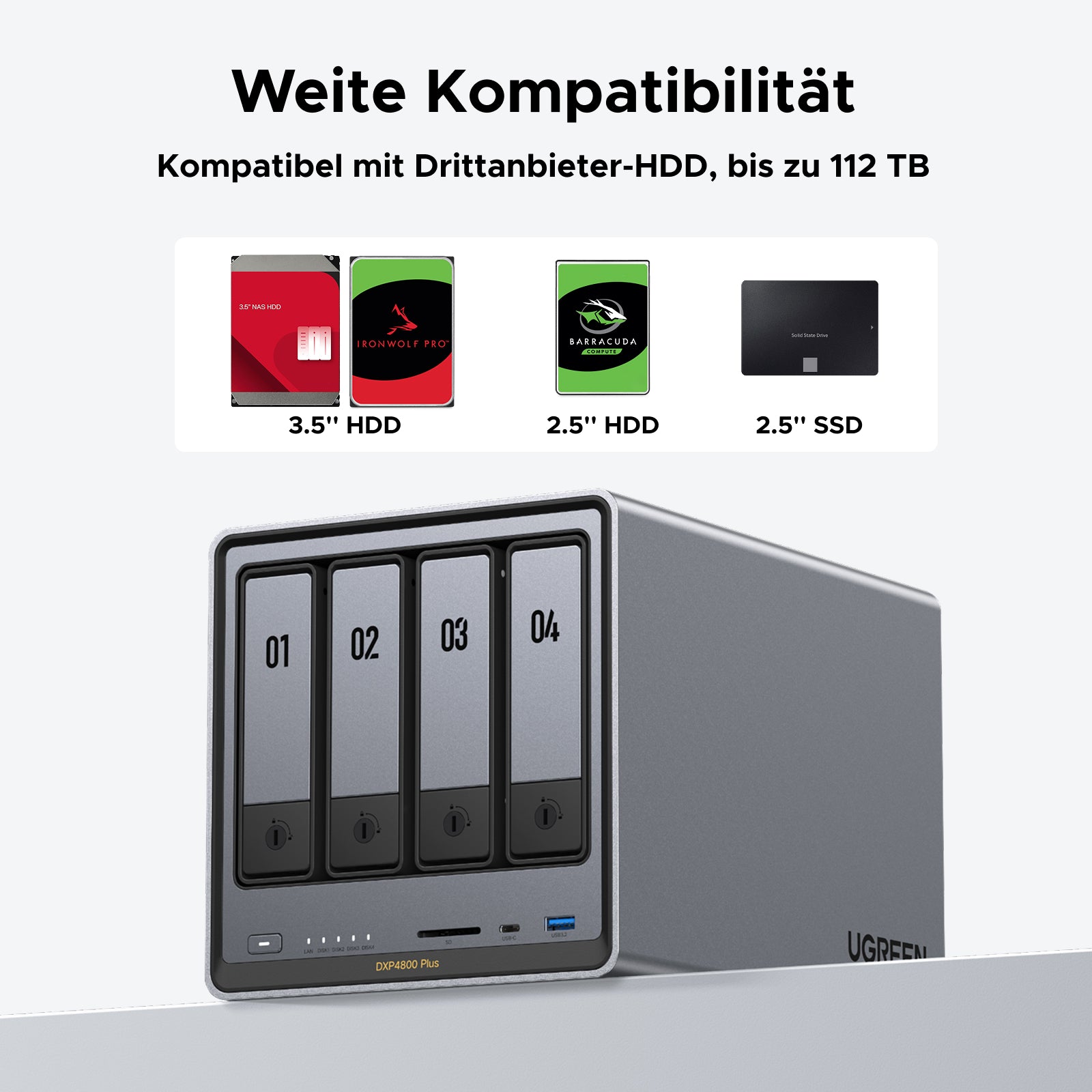 4-Bay NAS-Speicher Plus | 144TB, 10Gbe, Intel® 12th Gen 5-Kern CPU