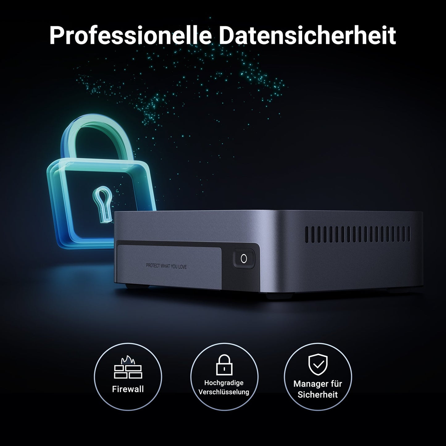 UGREEN All-Flash-NAS-Speicher Professionelle Datensicherheit:  Firewall, hochgradige Verschlüsselung und Security Manager, das Gerät verfügt über leistungsstarke Sicherheitsfunktionen.