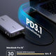 UGREEN Nexode Powerbank 25000mAh 145W bietet als powerbank eine PD 3.1 Schnellladung und lädt ein MacBook Pro 16" in 30 Minuten auf 56 % – deutlich schneller als eine 100W Powerbank mit 43 %.